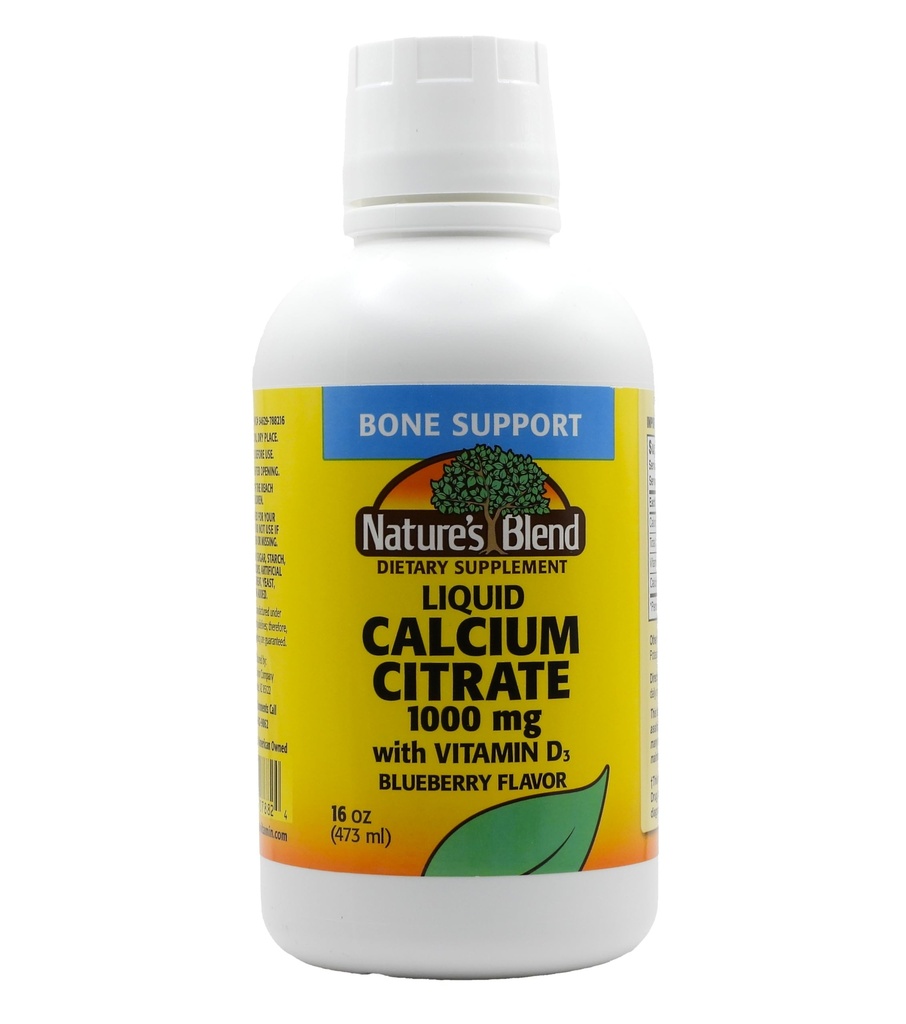 Citrato de calcio líquido 1000mg con D3 16 fl oz Blueberry líquido