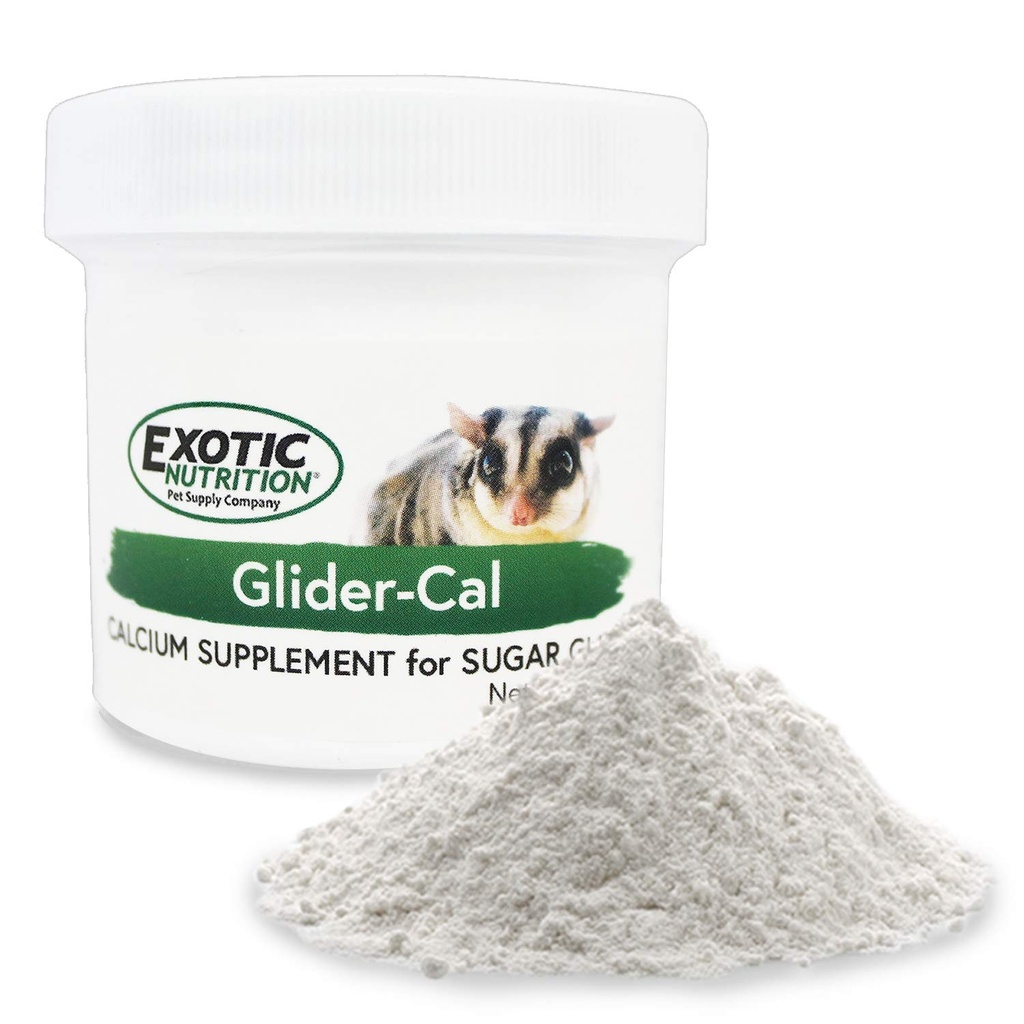 Glider-Cal de nutrición exótica (3.5 oz.) - Suplemento de calcio para los glóbulos de azúcar - Previene la parálisis de la pierna Hind