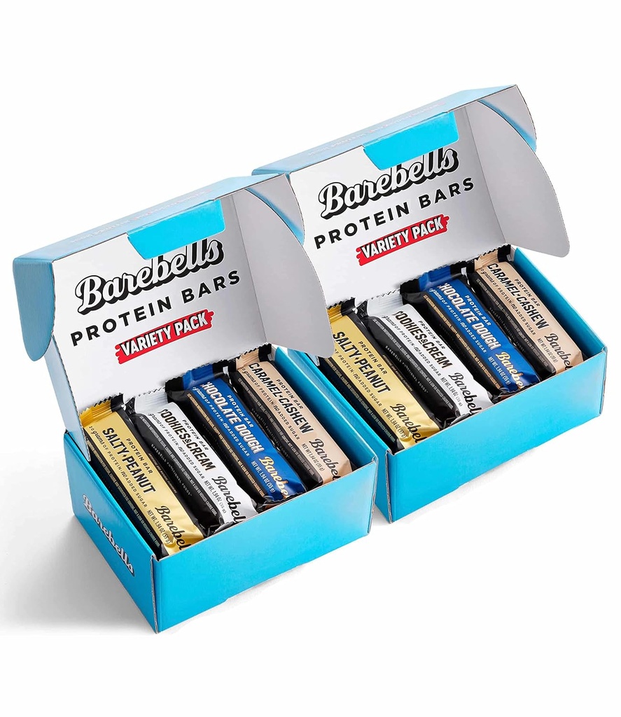 Barebells Protein Bares Variedad Pack - 12 Conde, Pack of 2 - Protein Snacks with 20g of High Protein - Chocolate Protein Bar con 1g de azúcares totales - Perfecto en The Go Protein Snack &amp; Breakfast Bars