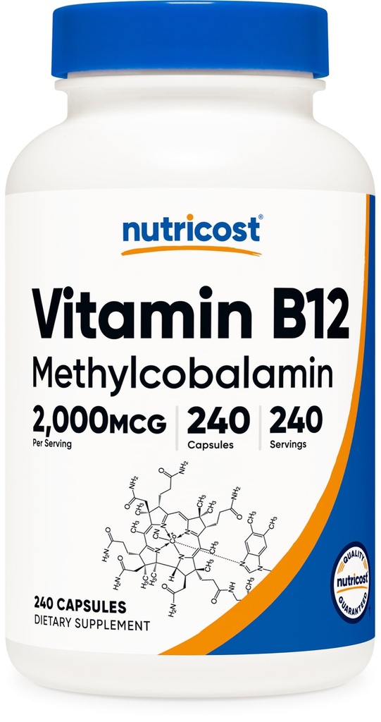 Nutricost Vitamin B12 (Methylcobalamin) 2000mcg, 240 Capsules, Gluten Free
