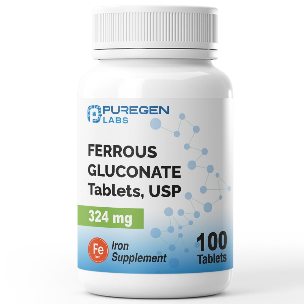 Laboratorios de Puro Gluconato Ferroso 324 mg [High Potency] Suplemento de Hierro, Gentle on Stomach - 100 Tablets
