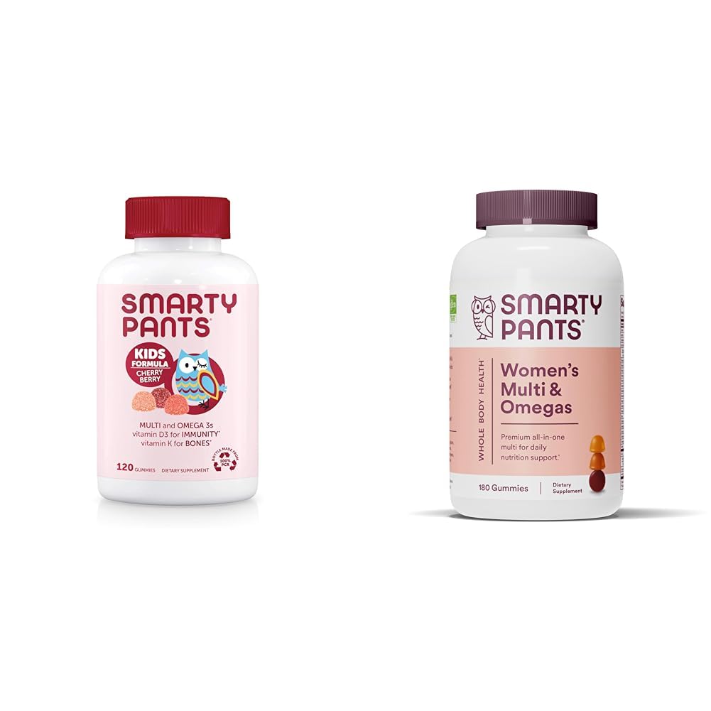 SmartyPants Kids Multivitamin Gummies &amp; Women's Multivitamin Gummies: Omega 3 Fish Oil (EPA/DHA), Methylfolate