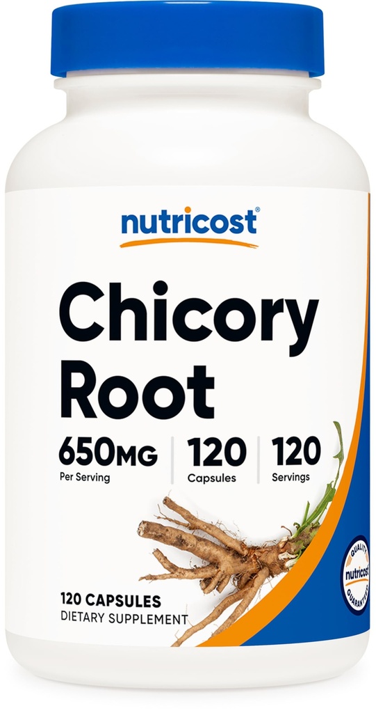 Nutricost Chicory Root 650mg Por Capsule - 120 Plant-Based Capsules, Non-GMO, Gluten Free