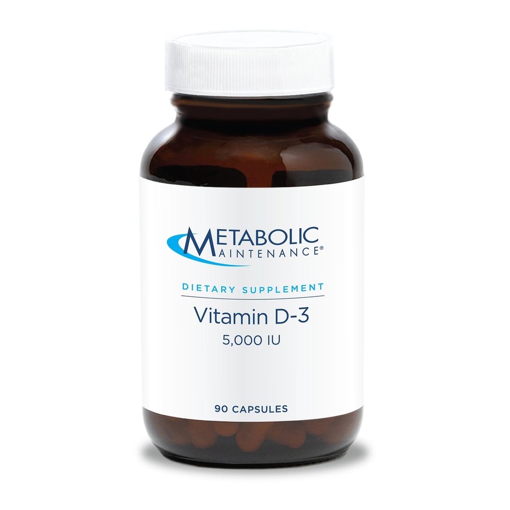 Mantenimiento metabólico Vitamina D3 5000 UI - Absorción Superior Vitamina D3 &amp; Vitamina C - Extra Strength Bone, Immune, Mood + Cardiovascular Support Suplemento, No Fillers (90 cápsulas de Softgel)