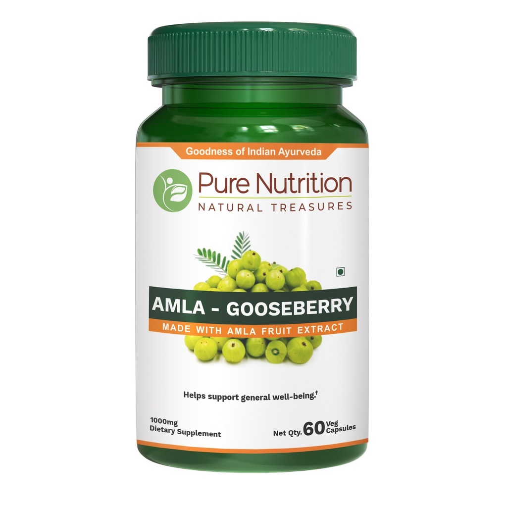 Pura Nutrición Amla Extracto 1000mg por Serving. (Equivalente a 8000mg Amla Fruit Powder)