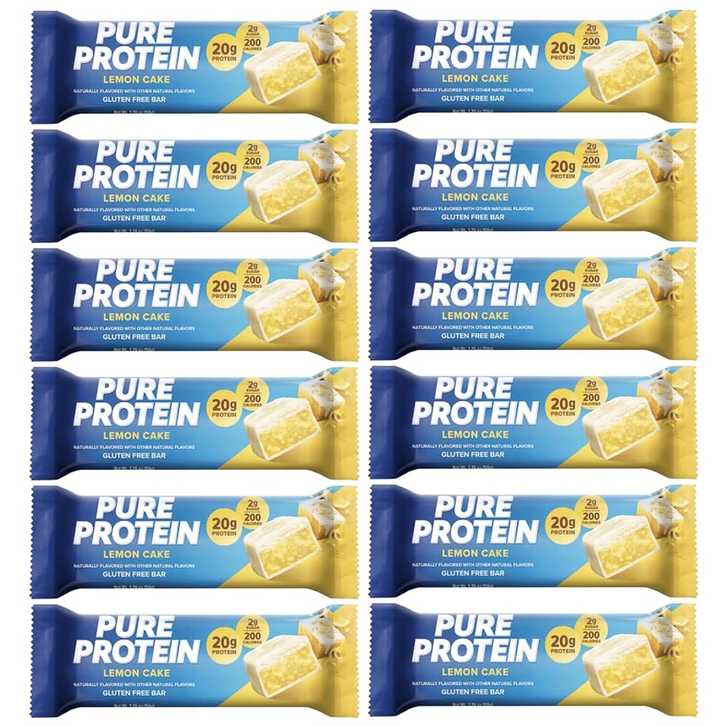 Barras de proteína puras, alta proteína, nutriciosas serpientes para apoyar la energía, bajo azúcar, 1,75 oz 12 conde pastel de limón