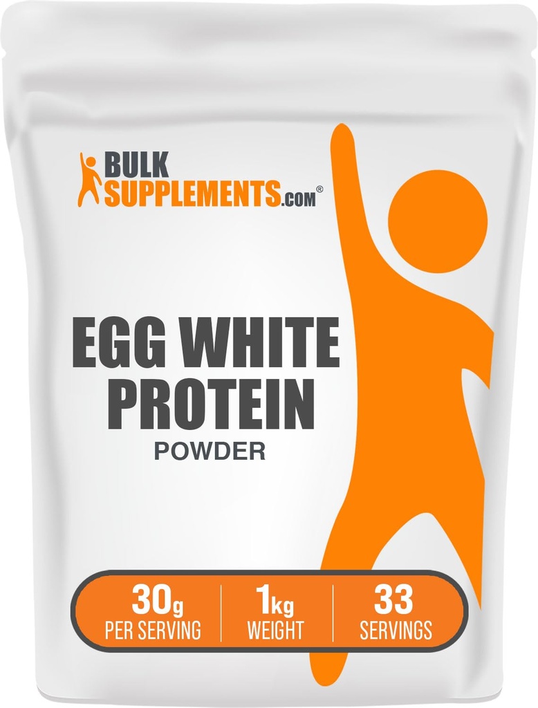 BulkSupplements.com Egg White Protein Powder - Egg White Powder, Lactose Free Protein - Unflavored " Dairy Free, 30g per Serving, 1kg (2.2 libras) (Pack of 1)