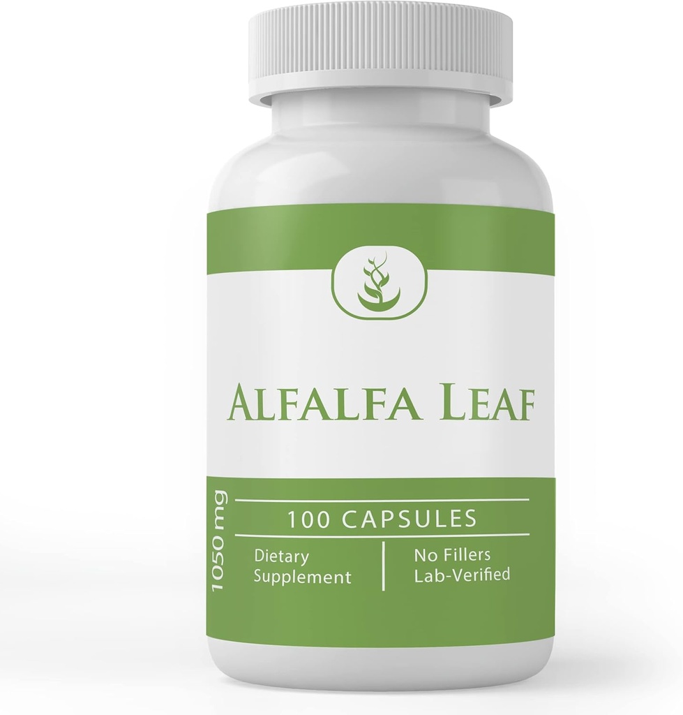 Ingredientes originales puros Alfalfa Leaf, (100 capsules) Siempre puro, sin aditivos ni artillería, Lab Verified