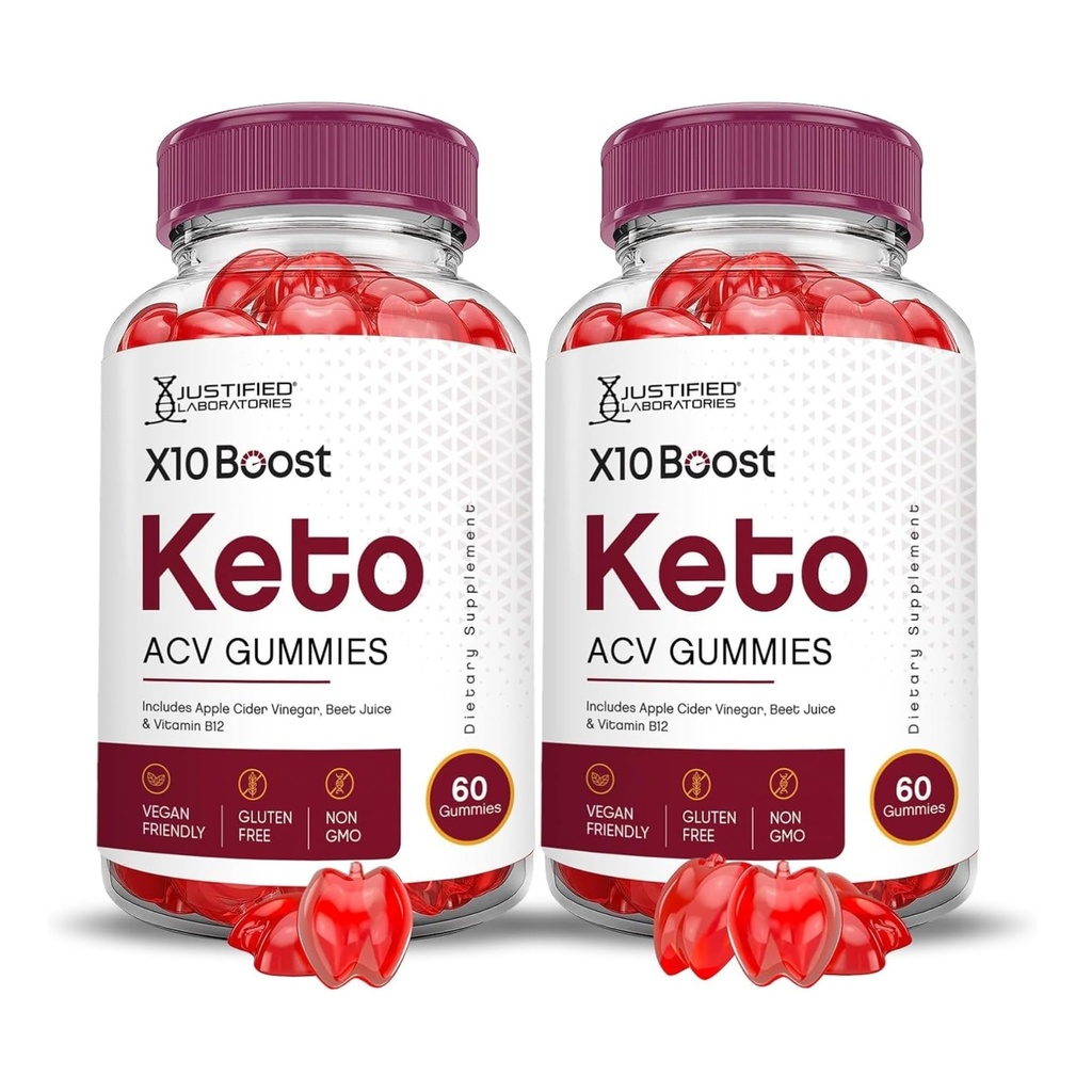Laboratorios Justificados (2 Pack X10 Botas Keto ACV Apple Sider Vinegar Boost Formulado con Pomegranate Beet Juice Powder B12 Vegan No GMO 120 Gummies