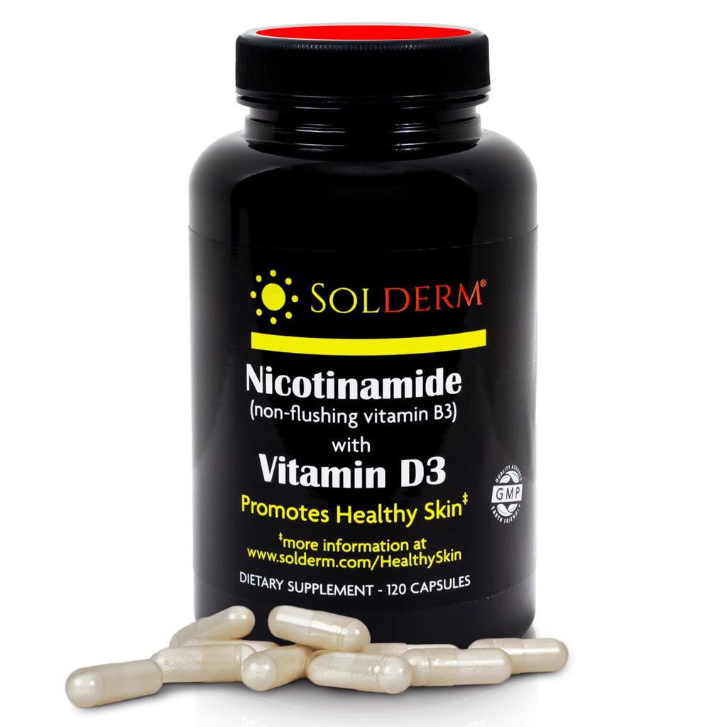 Nicotinamide Vitamina B3 y D3 Suplemento Silencio Vegetariano y libre de gluten Nicotinamide Suplemento con casquillos vegetales de celulosa tóxica promueve la piel sana latitud 60 cápsulas  500mg