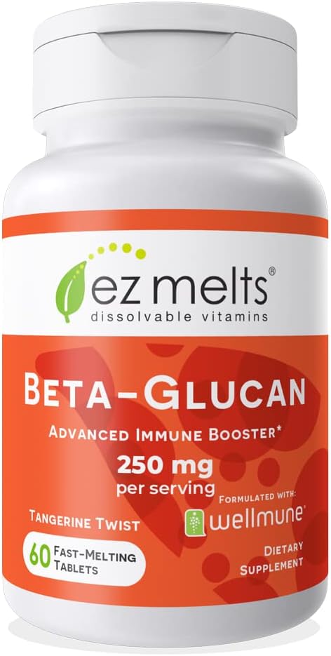 EZ Melts Dissolvable Beta-Glucan Suplemento 250 mg, sin azúcar, 1 mes de suministro