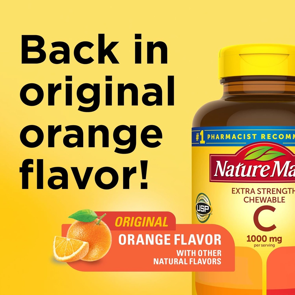 Vitamina C 1000 mg por servicio, suplemento dietético para soporte inmunitario, 90 Tabletas, 45 Day Supply (Pack of 2)