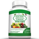 Pure Heathland Non-GMO Super Daily Multivitamin for Adults – 42 Natural Fruits & Vegetables Blend with 21 Essential Vitamins & Minerals – Vegan Coating Tablets, 90 Count, Made in USA