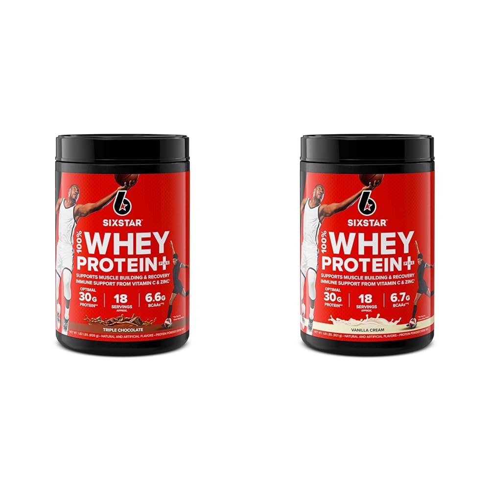 Serie Elite de 6 estrellas 100% Whey Protein Plus Triple Chocolate 1.8lbs US & Elite Series 100% Whey Protein Plus Vanilla Cream 1.8lbs US
