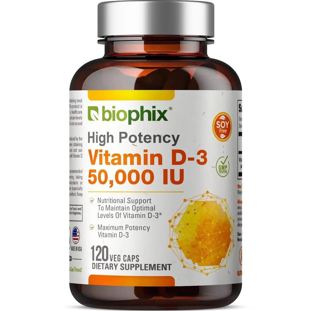biofix Vitamina D-3 10000 UI High-Potency 120 Softgels - High-Potency Non-GMO Apoyos Libres de Soy Strong Bones Immune Health