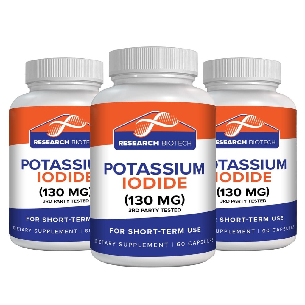 Max-Bio Potasio Iodide 130mg cápsulas - 180 cuenta - Suplemento dietético para el soporte y protección de tiroides