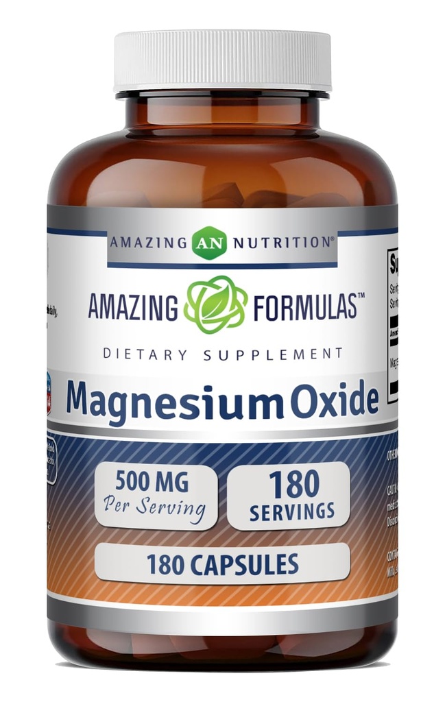 Increíbles Fórmulas Magnesium Oxide Suplemento TENIDO 500 Mg Por Serving TEN 180 Cápsulas Silencio No-OMG ANTE Gluten-Free TEN Made in USA