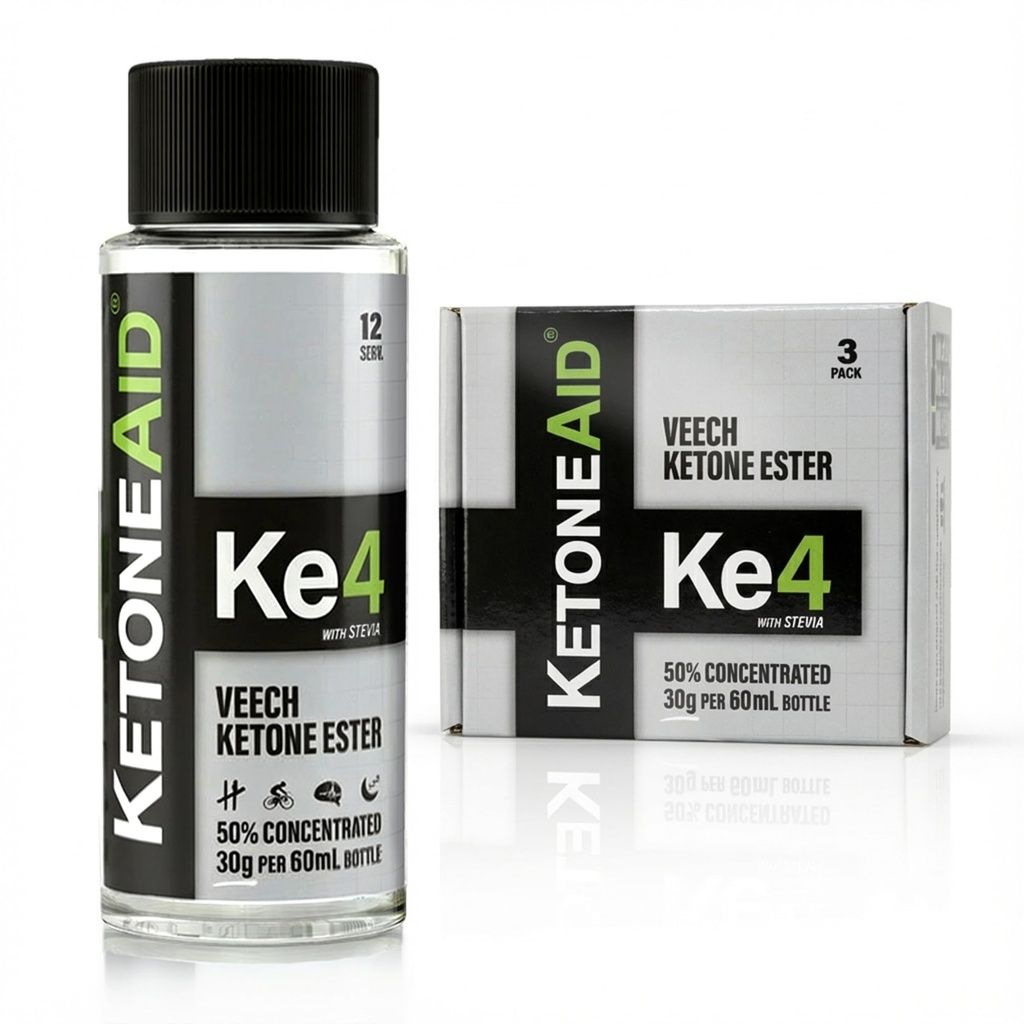 KetoneAid Ke4 Ketone Ester Concentrate  Not a Ketone Salt, No Sugar, No Caffeine ← Exogenous D-BHB Ester ← 12 Serving Per Bottle (3 Count)