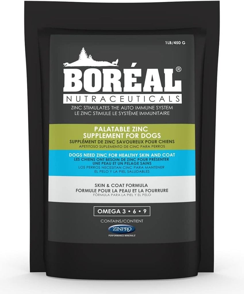 Boréal Palatable Zinc Suplemento para perros 16 oz bolsa de recarga