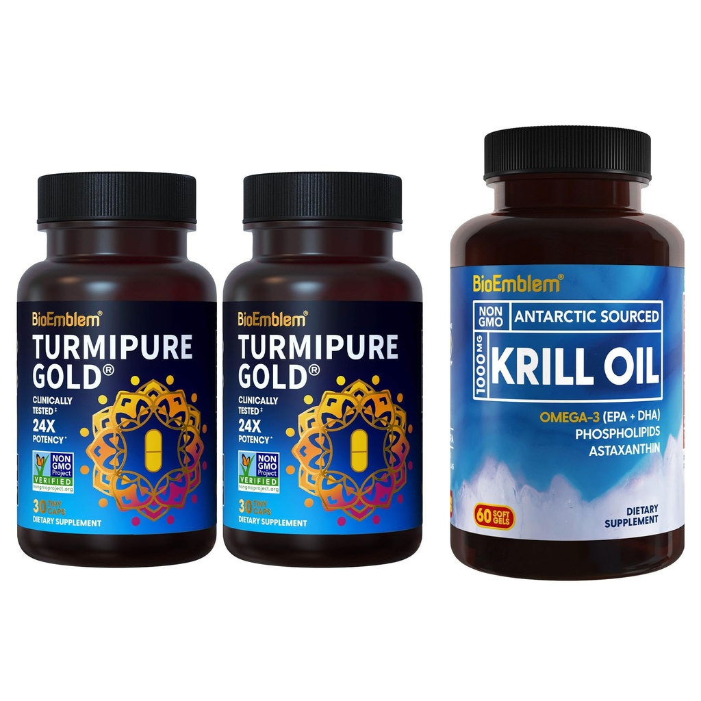 BioEmblem Turmeric Curcumin with Clinically Studied TurmiPure Antártico Krill Oil Suplemento