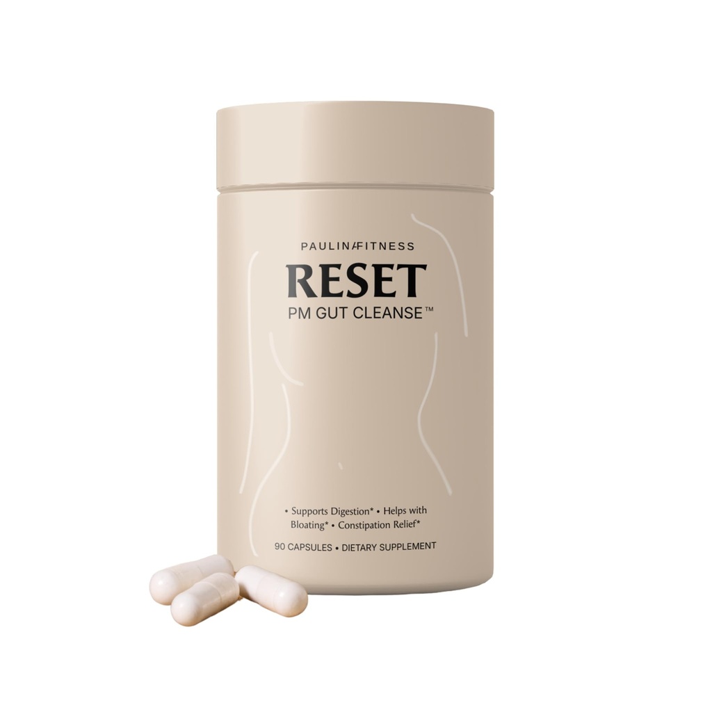 Paulina FITNESS Reset Overnight Digestive Aid, Bloating Relief, " Gut Health Supplement TEN Natural Detox " Digestive Cleanse to Support Weight Management and Relieve Constipation TEN 90 Capsules