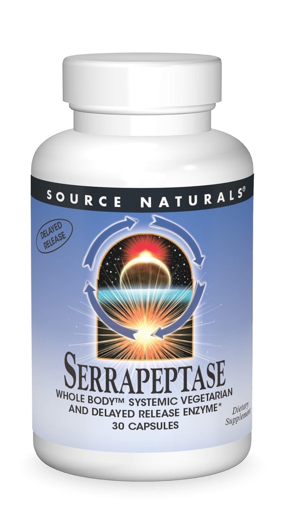 Fuente Natural Serrapeptase - Delayed Release Enzyme - 30 Vegetarian Capsules