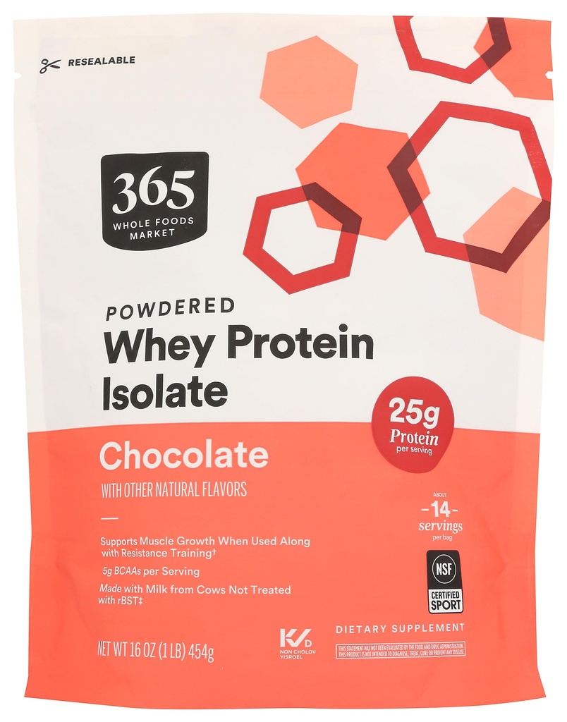 365 por Whole Foods Market, Whey Protein Isolate, Chocolate, 16 Ounce