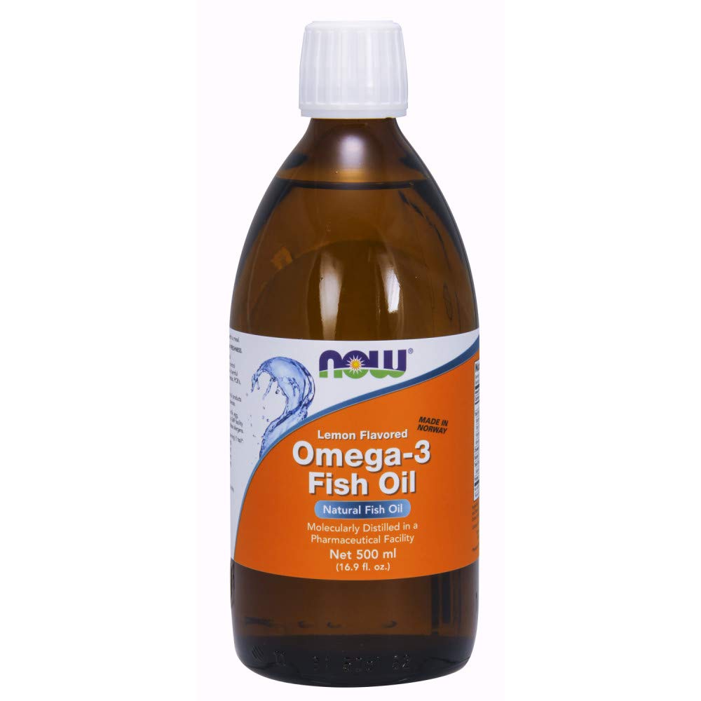 AHORA Suplementos, Omega-3 Fish Oil Liquid, Molecularmente Destilado, Lemon Flavored, 16.9-Ounce