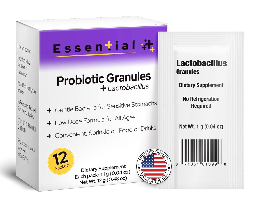 Lactobacillus Probiotics for Women and Men 12 Packets with Lactobacillus Acidophilus & Bulgaricus Probiotic, Dietary Supplements Granules for Daily Gut Support, Digestive Health & Internal Balance