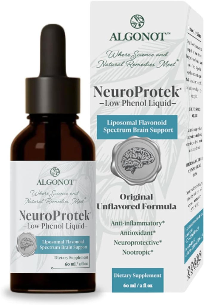 NeuroProtek Low Phenol Liquid - Unflavored - 60 porciones, La única formulación líquida de luteolina para una rápida absorción. Combinación patentada exclusiva de Luteolina y otros Flavonoides en Aceite de Oliva Pomace