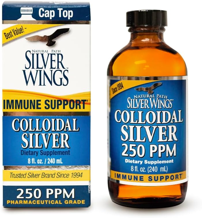 Natural Path Alas de Plata Colloidal Plata Líquida - Soporte mejorado - 250ppm (1250mcg) - 8oz