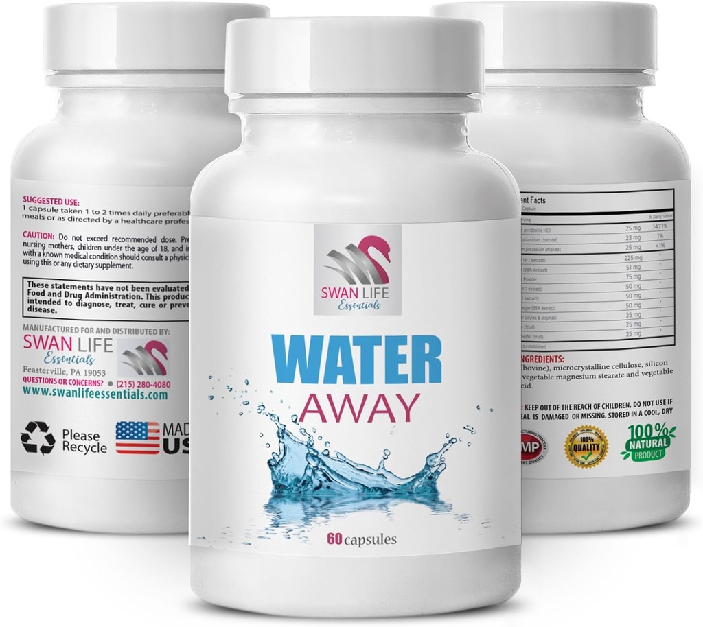 Suplemento de soporte diurético - AGUA AGUA - Complemento de agua, Equilibrio fluido, Mezcla herbal, Soporte diurético, Equilibrio de agua natural, Agua herbal, Complejo diurético, Suplemento de bienestar 1Bot 60Caps