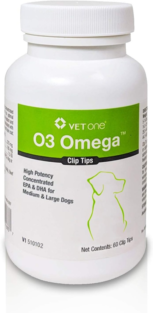 VetOne: O3 Omega™ Clip Tips Nutritional Supplement with Omega 3 Fatty Acids - Medium and Large Dogs (60 Count Bottle)