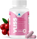 Dr. Robaina Mujeres Probiótico Vaginal Diario + Arándano &amp; Pineapple, 5 B CFU Lactobacillus (rhamnosus, reuteri, gasseri, crispatus), pH Balance " Control de olores, vitamina C " B-12, 30 cápsulas Veganas