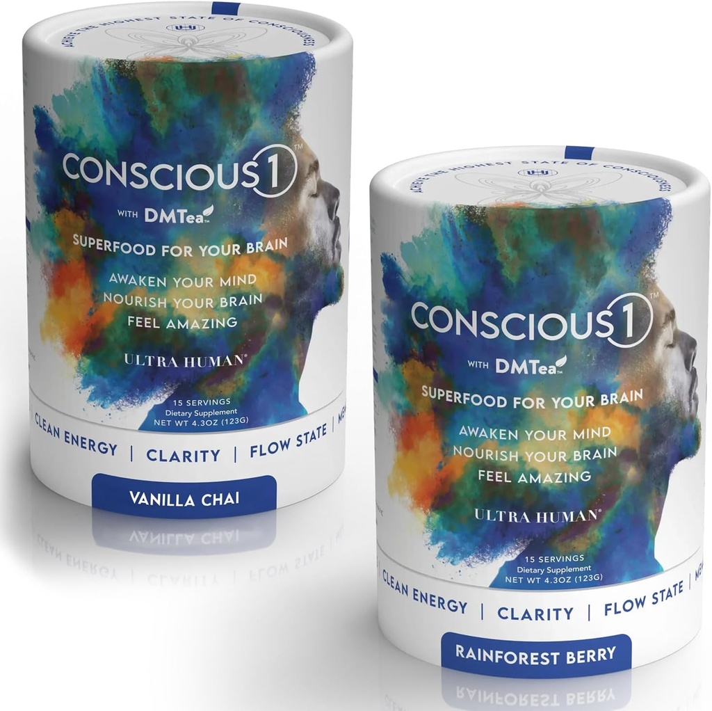 Ultra humano CONSCIOUS1 - Focus Boosting Superfood Blend Vanilla Chai & Rainforest Berry Variety Pack