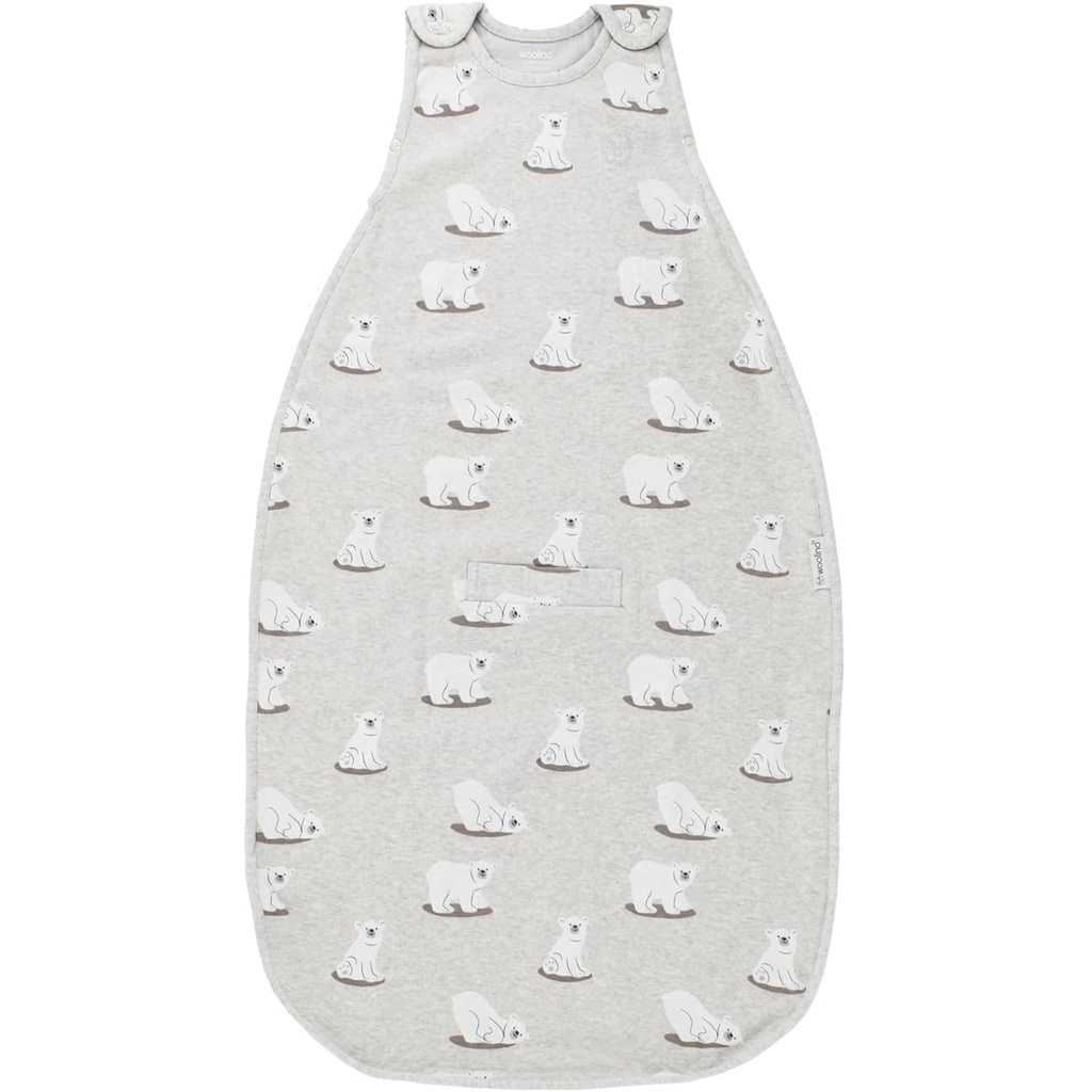 Woolino 4 Season Sleep Sack - Ultimate Merino Wool and Organic Cotton Sleeping Bag - Two-Way Zipper Ajustable Universal Size Sleep Sack for Baby (2-24 Months) - Polar Bear