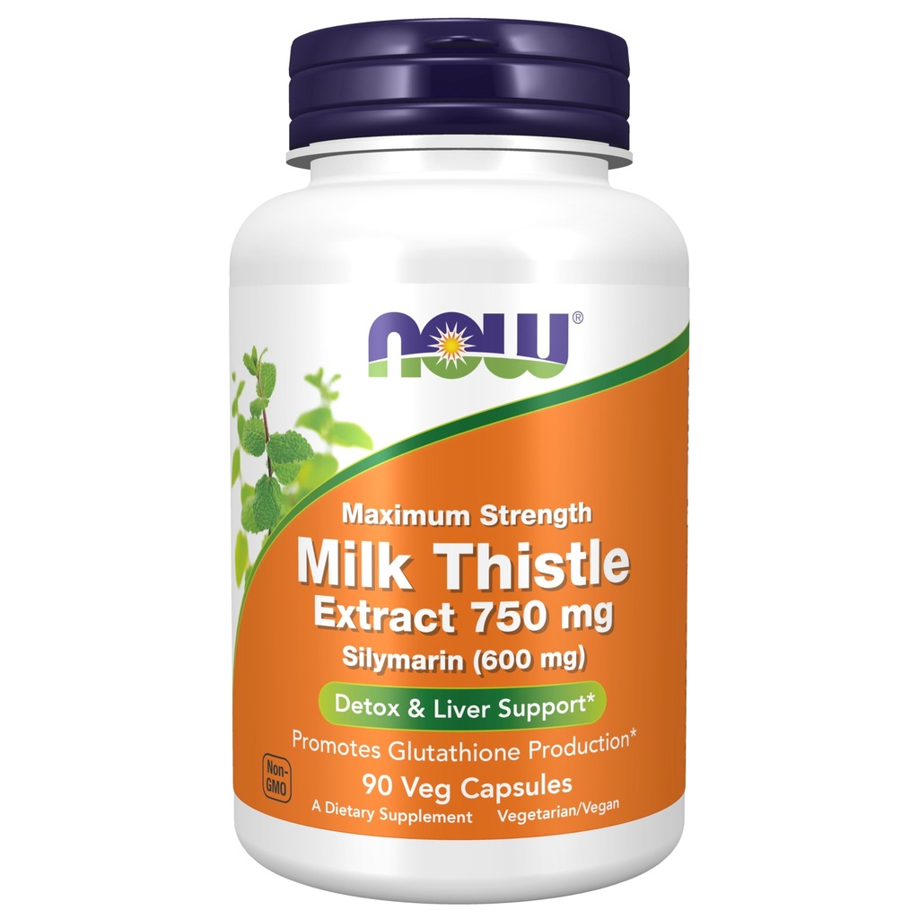 Ahora Alimentos Leche Esteto Extracto 750 mg Silymarin (600 mg), Fuerza máxima - 90 cápsulas Veg