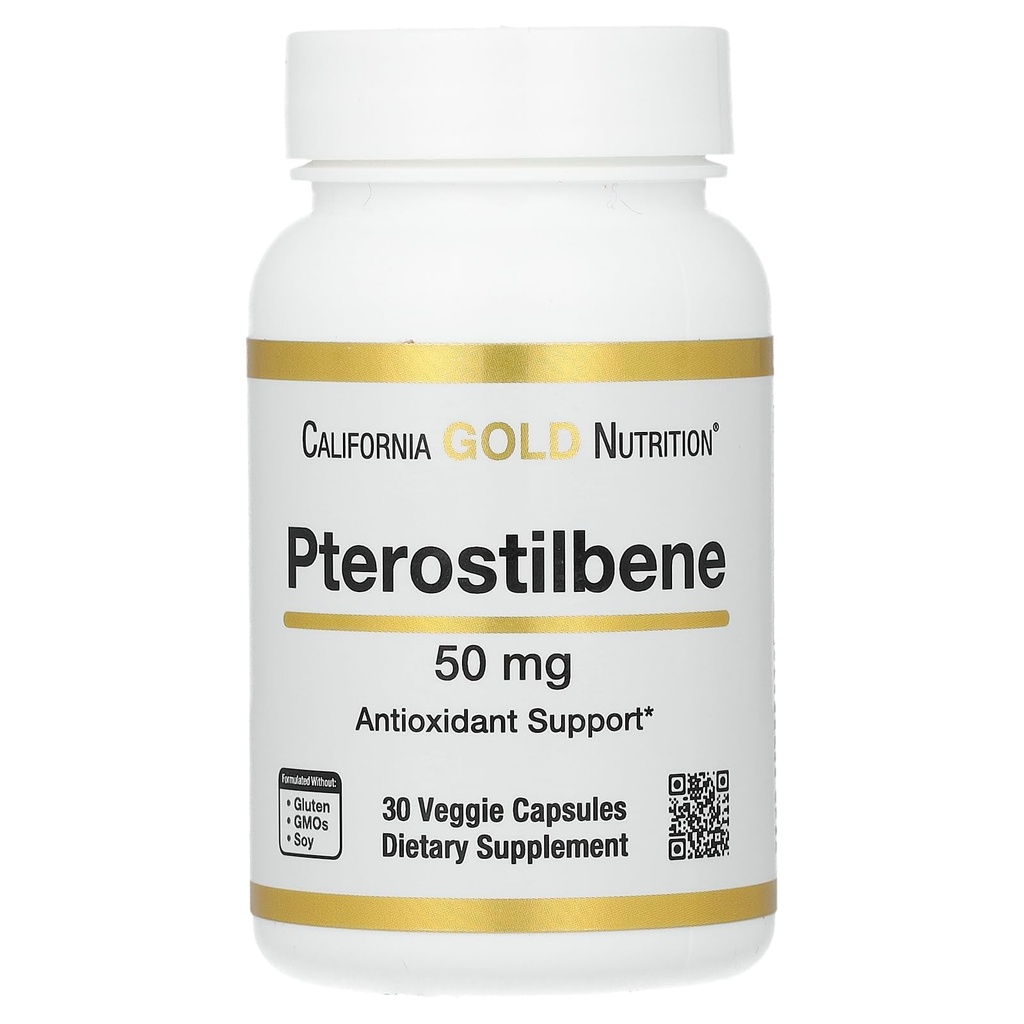 California Gold Nutrition Pterostilbene, 50 mg, 30 cápsulas vegetales
