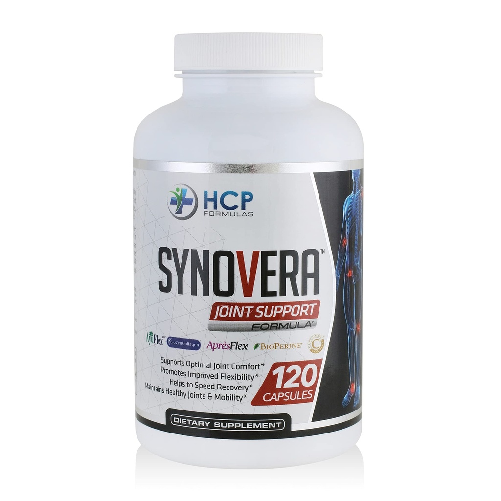 Synovera - Complejo de Soporte Conjunto con Extracto Turmérico &amp; Collagen - Movilidad & Flexibilidad - Juntas Saludables, Tendon, Ligamento y Tisular Sinovial - Suplemento dietético - 120 Caps