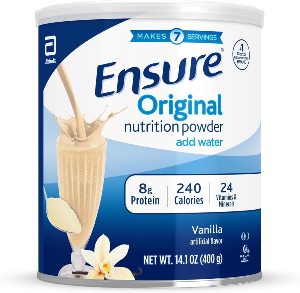 Asegurar la nutrición de vainilla original pólvora de vainilla Vanilla Protein Powder ← Reemplazo de la comida pequeña Mezcla  8g Proteína, 24 Vitaminas &amp; Minerales