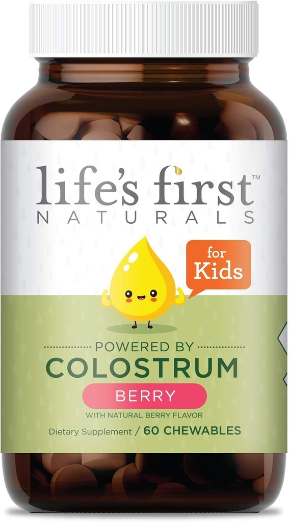 Primeros Naturales para Niños, Suplemento Nutricional con Colostrum, Berry mixto, 60 Chews para niños