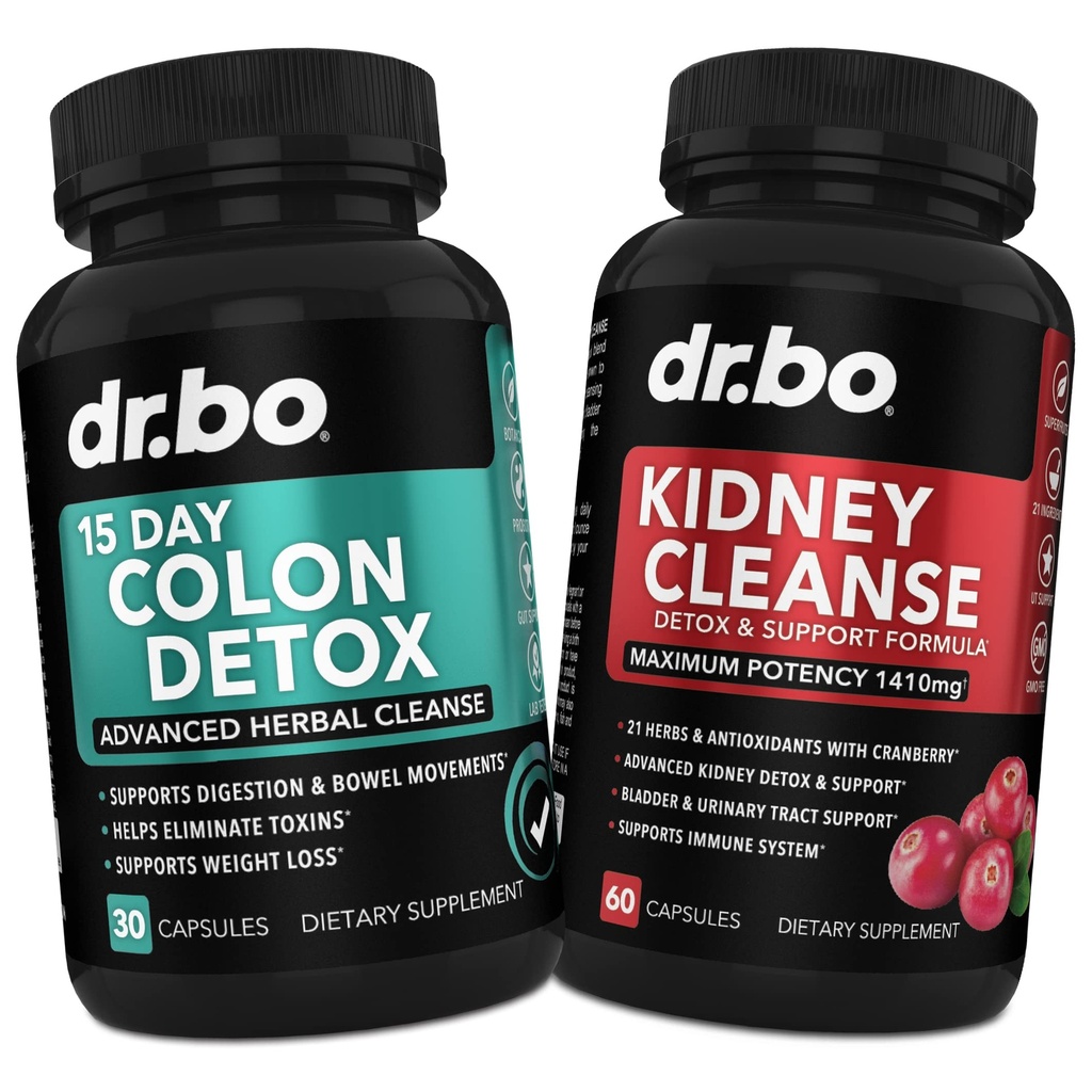 Colon &amp; Kidney Cleanse Detox Support Supplement - 15 Day Intestinal Cleanse Pills &amp; Probiotic for Bloating & Daily Bowel Movement Flush - Help Support Kidneys, Bladder & Urinary Tract Health