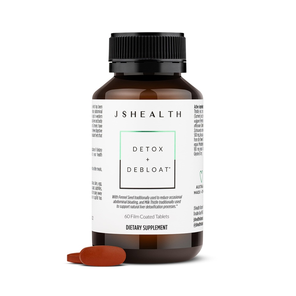 JSHealth Vitamins Detox and Debloat Liver Health Fórmula ← Liver Detox Pills ← Debloating Formula with Milk Thistle, Turmeric, Fennel ← Liver Cleanse Supplement (60 Tablets)