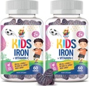 SUNNY SAM Iron Gummies for Kids & Teens - Vitaminas de 10 mg con Vitamina C - Suplemento Gummy de Hierro de bajo azúcar para soporte inmunológico, apoya la producción de células de sangre roja para niños & adolescentes