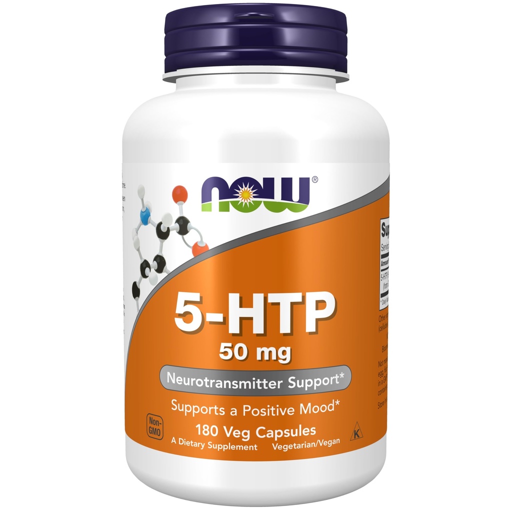 AHORA Suplementos de alimentos, 5-HTP (5-hidroxitryptofan) 50 mg, Soporte de neurotransmisores*, 180 cápsulas de veg