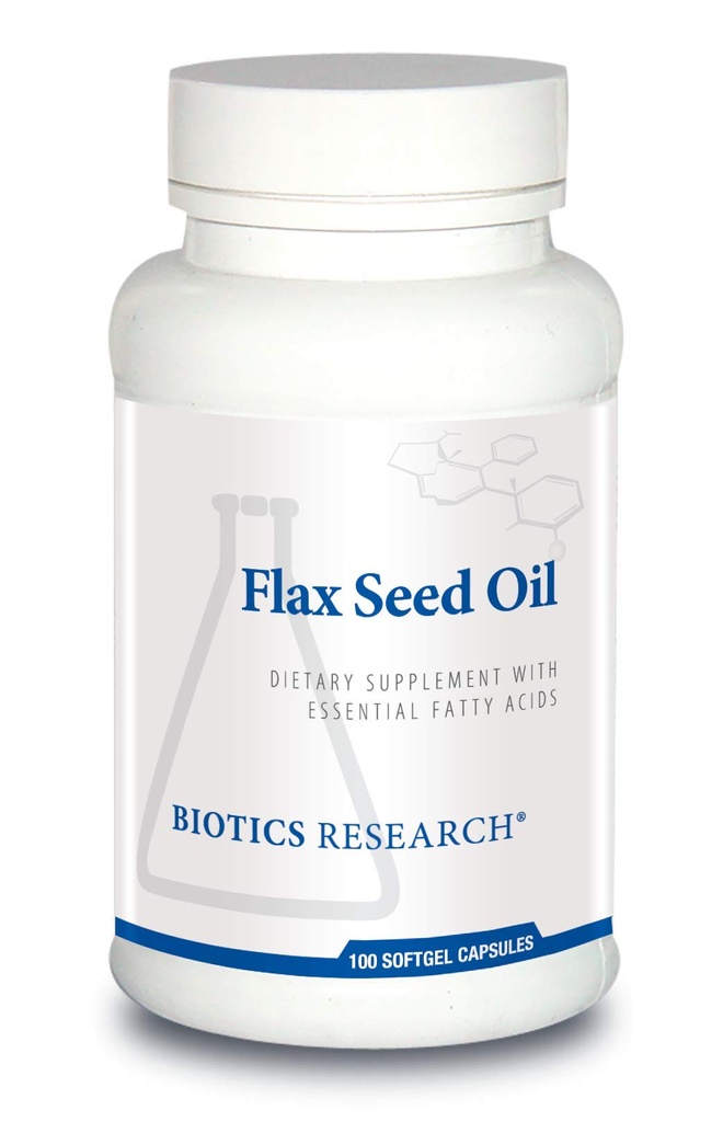 Biotics Research Flax Seed Oil Cada Cápsula Contiene 1.000 de Pure Flax Seed Oil. Cold Presionado por Certified organically Grown Flax Seed. Heart Health. 100 Softgels