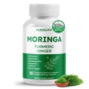 Moringa 12-in-1 Suplemento con Turmeric Cinnamon Quercetin Ashwagandha Ginger Boswellia Nettle Saffron Tart Cherry Ajo - Made in The USA