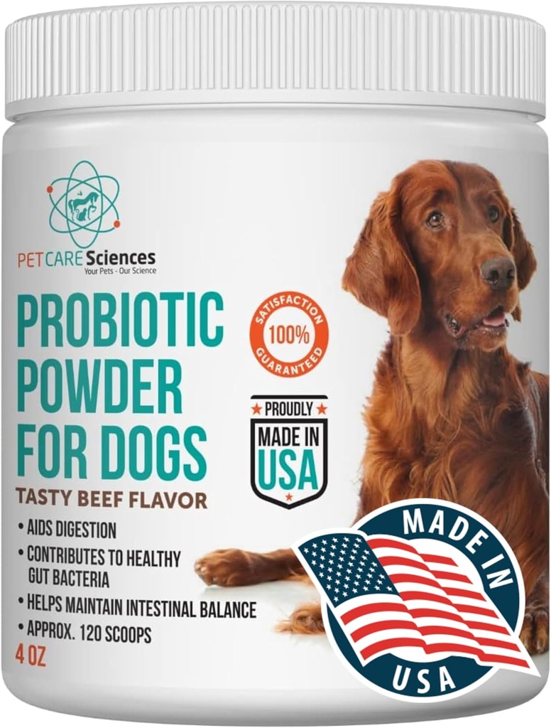 Aproximadamente 120 Servimientos de Pólvora Probiótica Perro - Probióticos y Enzimas Digestivos Suplemento y Apoyo Digestivo Perro - Hecho en EE.UU.