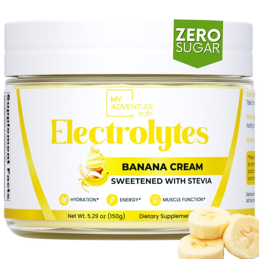 Cero Azúcar - Banana Cream Electrolytes Polvo - Refreshing Hydration - Caffeine Free Energy with All Natural Ingredients - Vegan, Keto & Paleo - Electrolitos sin azúcar Powder Drink Mix - 37 Servings