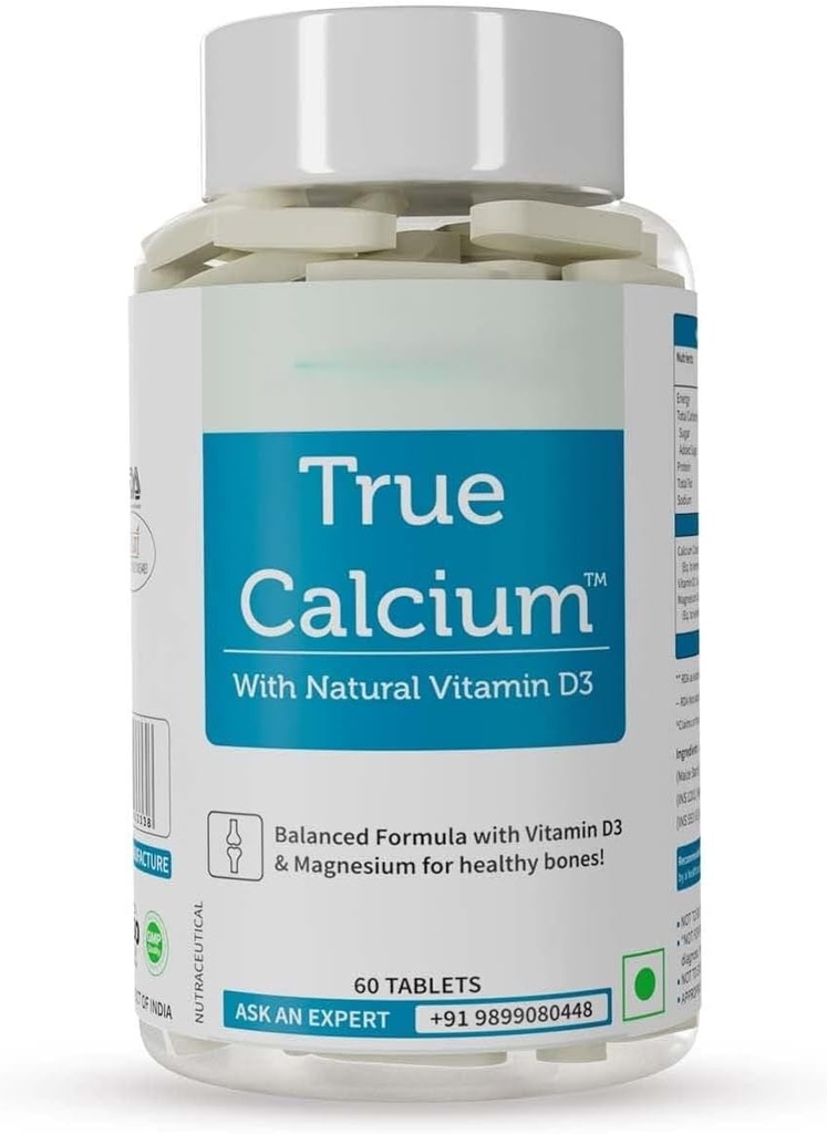 Suplemento de 1000 mg de calcio para mujeres con vitamina D3 " Magnesio natural para juntas sanas - 60 tabletas vegas